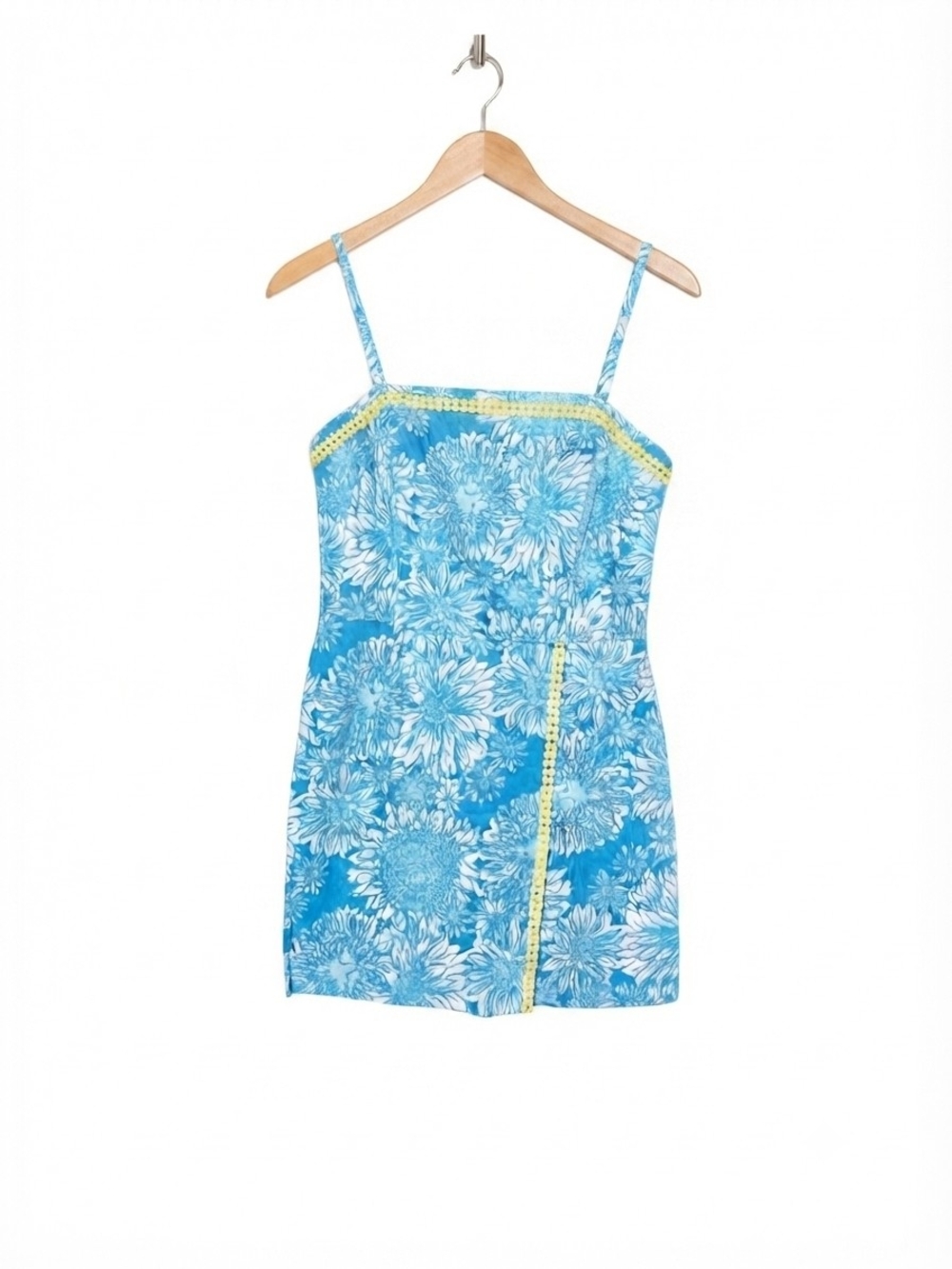 Lilly Pulitzer Blue White Floral Print Strapless Skirted Romper Dress 6